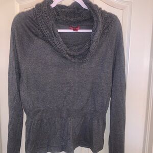 Merona Gray Knitted Turtle scoop Neck enhanced waist  long sleeve women Sweater